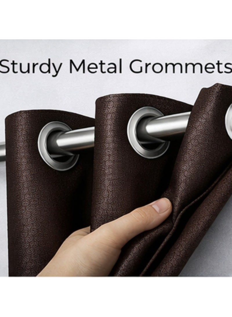 بليس كاسا ستائر بلاك أوت بنقوش بلايس كاسا × سم - عازلة حرارياً، مخفضة للضوضاء، مانعة للضوء والأشعة فوق البنفسجية بحلقات لغرفة النوم والمعيشة، قطعتان بني شوكولاتة - Image 4